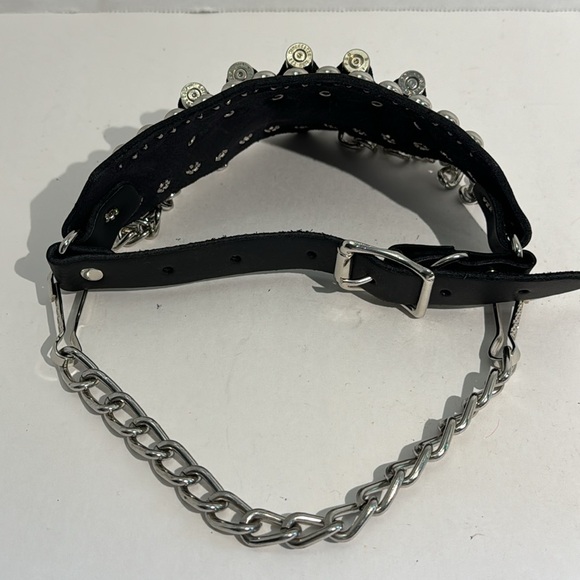 Leather Gothic Motorcycle Bullet Studded Adjustable boot strap accessory - Picture 2 of 4